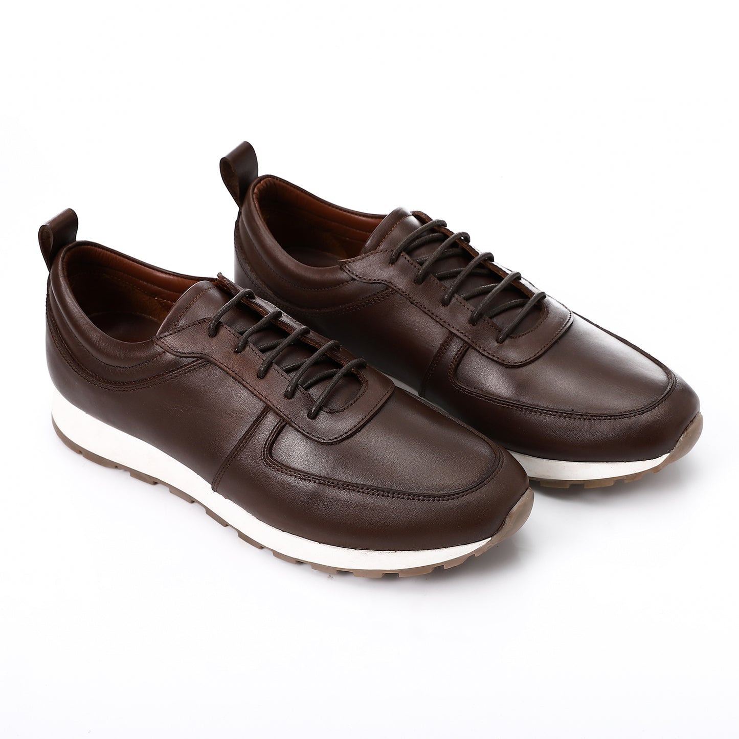 Brown Leather Lace-up Sneaker