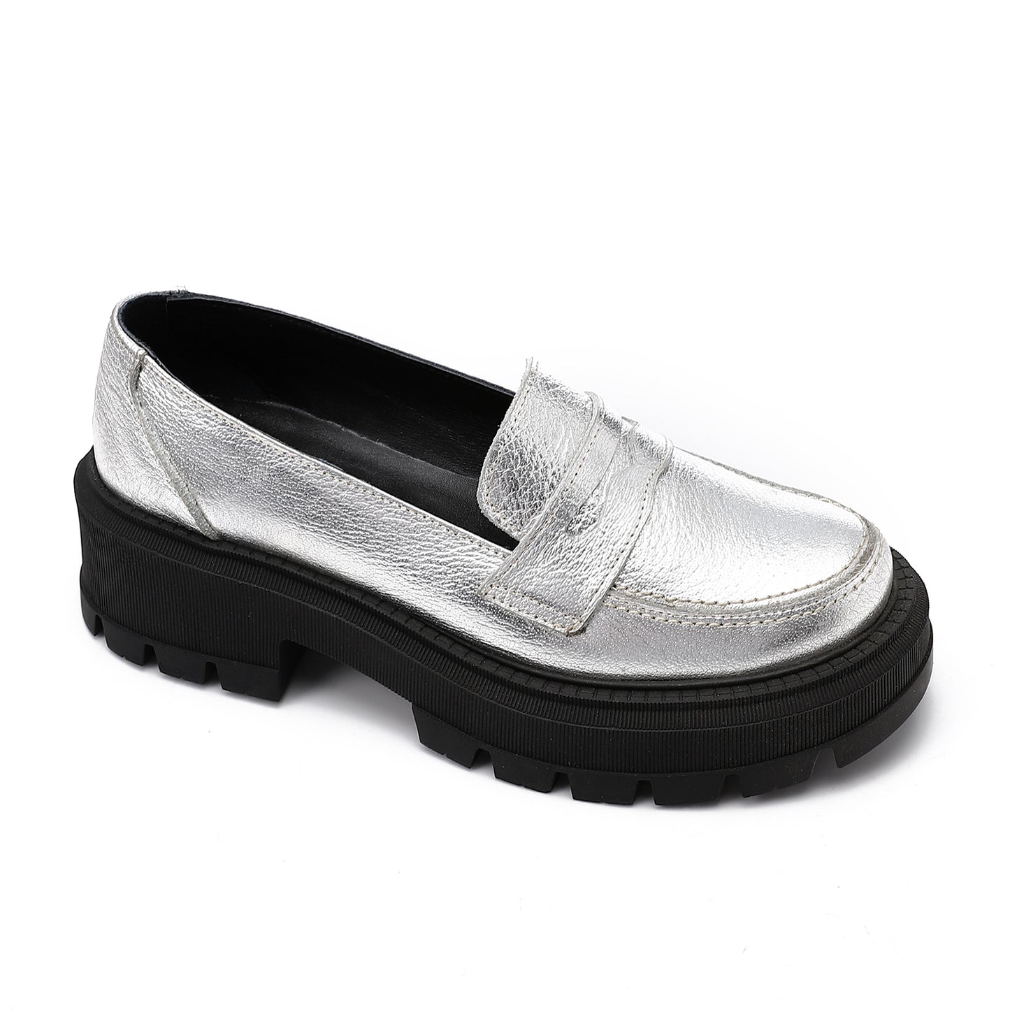 Silver Chunky Loafers