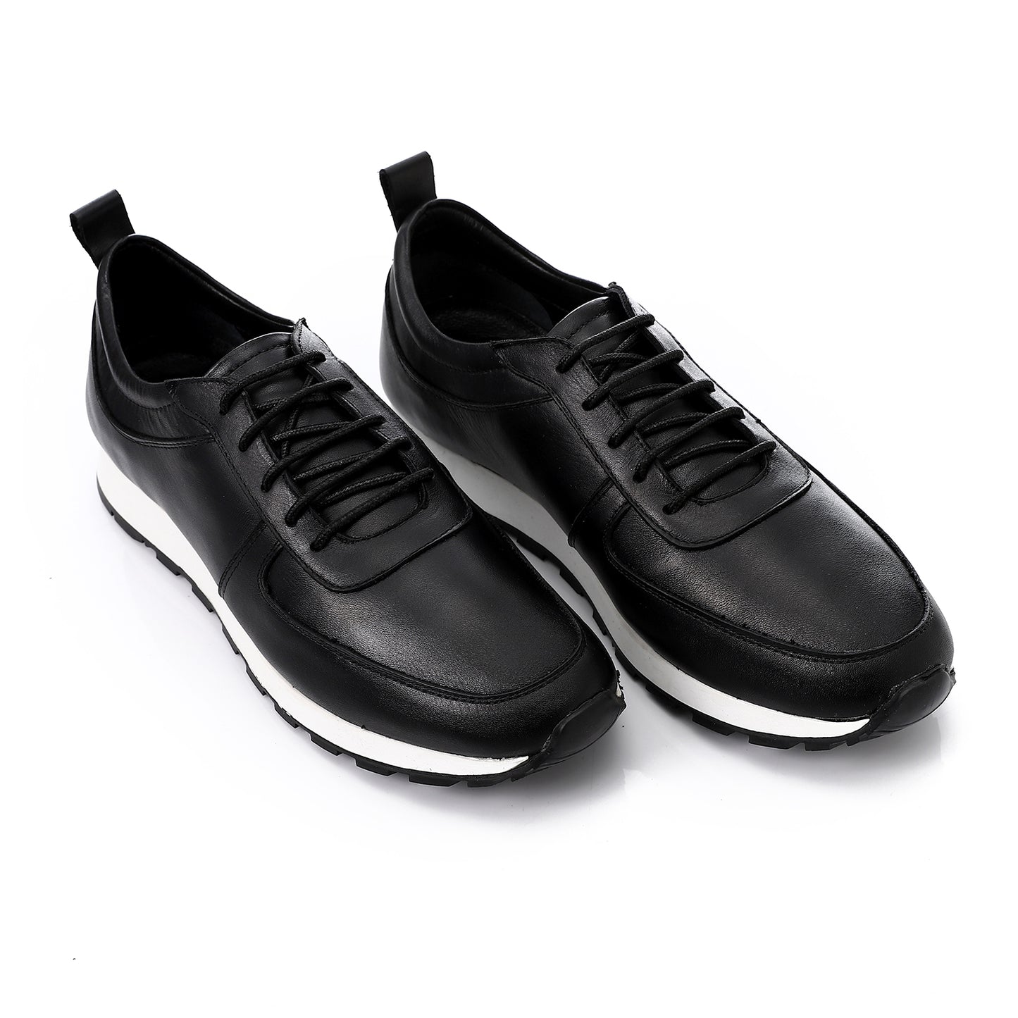 Black Leather Lace-up Sneaker