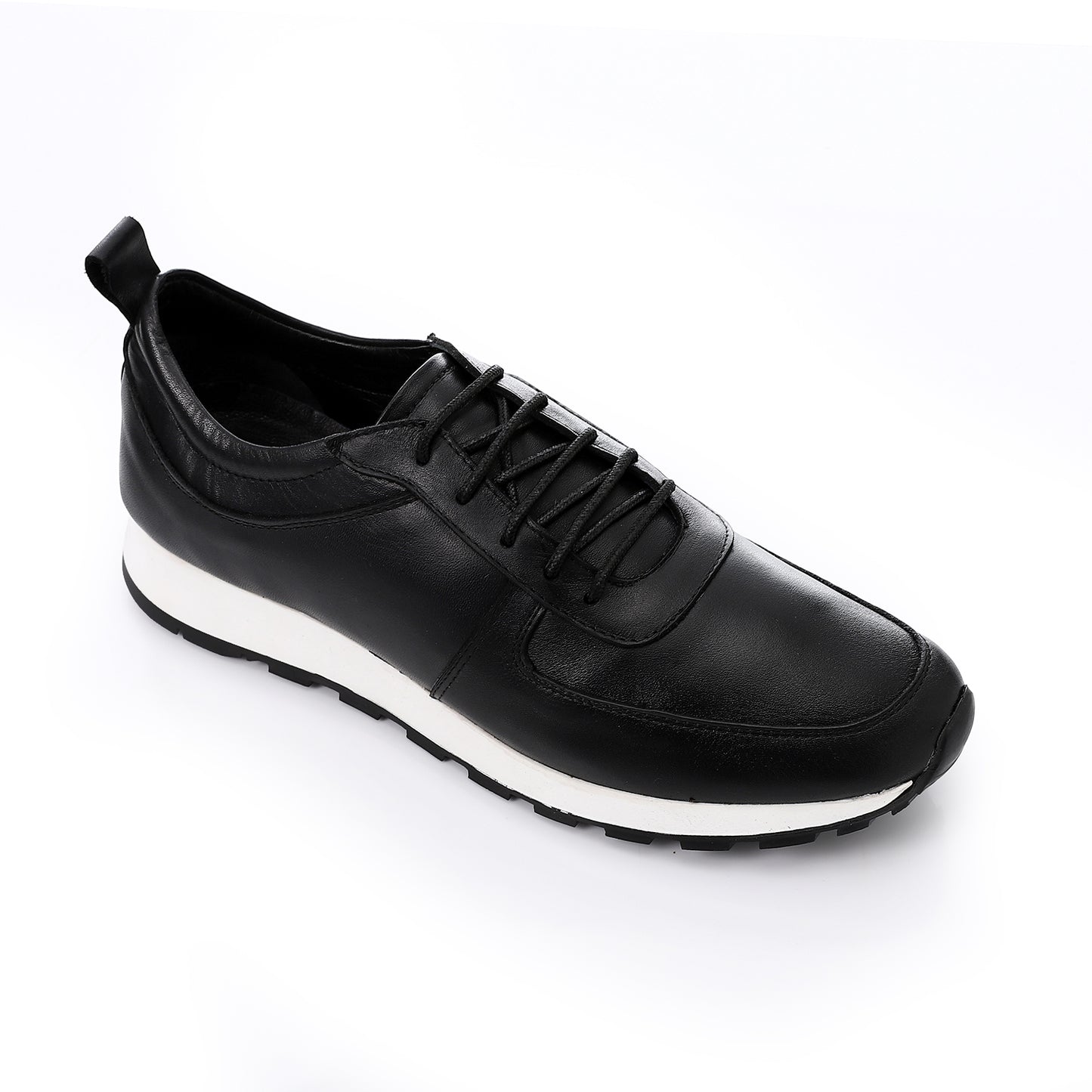 Black Leather Lace-up Sneaker