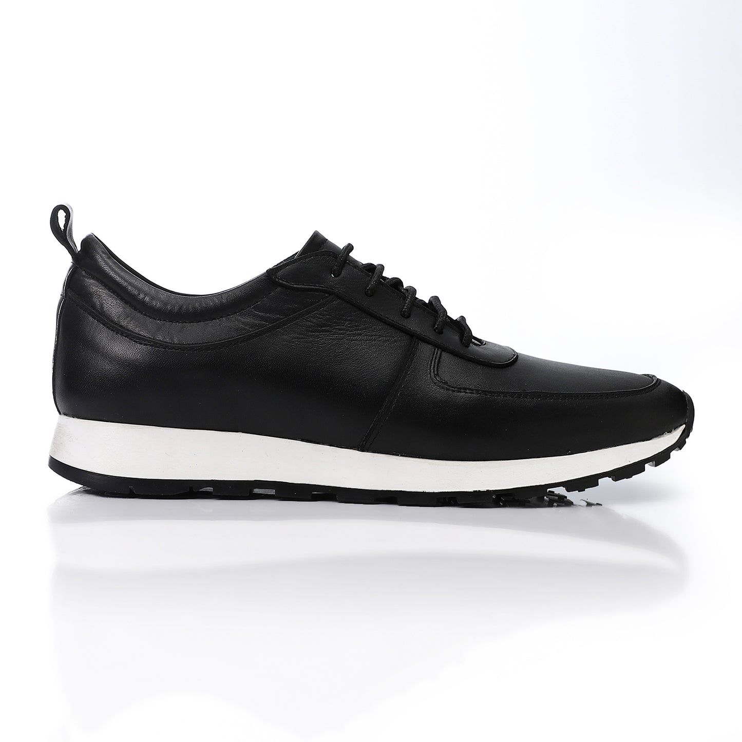 Black Leather Lace-up Sneaker