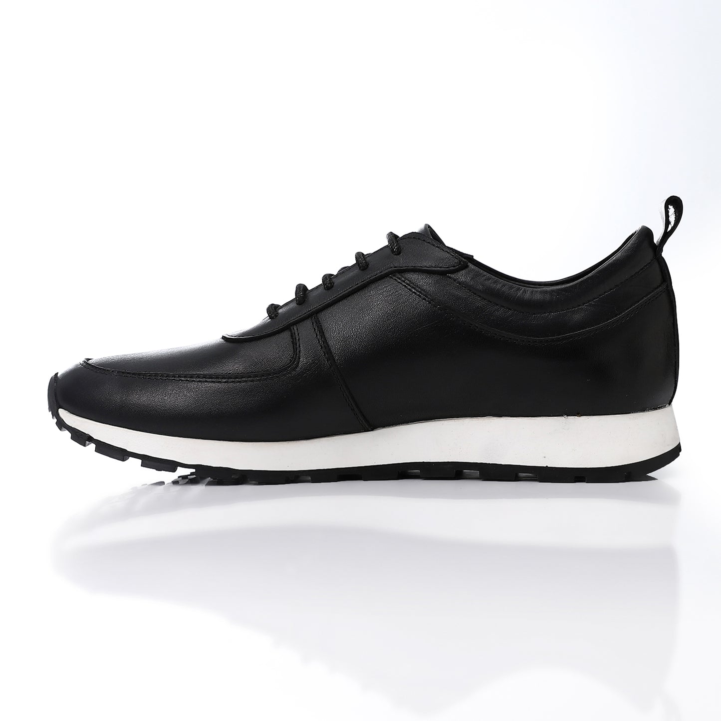 Black Leather Lace-up Sneaker