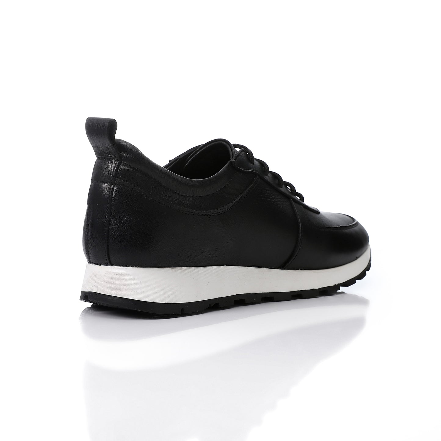 Black Leather Lace-up Sneaker